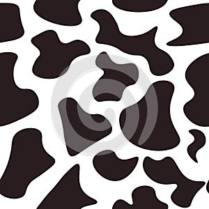 Black and white seamless pattern with cow animal print. Repetitive background with cow or dalmatian dog spots