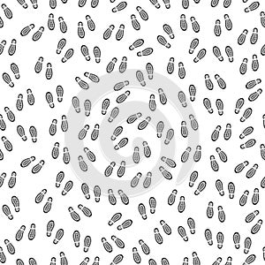 Black and White Seamless Pattern of Footprints