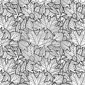 Black and white seamless pattern with leaves