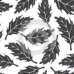 Black and white seamless pattern with maple leaves