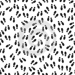 Black and White Seamless Pattern of Simple Footprints