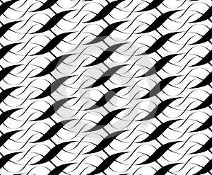 Black and white seamless pattern twist line style, abstract background