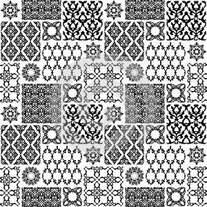 Black and white seamless patternwith oriental motif. photo