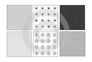 Black and white seamless polka dot pattern vector set