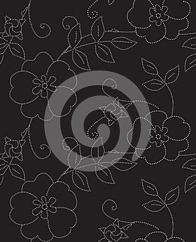 Eglantine Black and White Seamless Vector Pattern