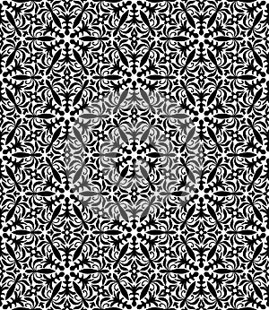 Black and white seamless repeated geometric art pattern background