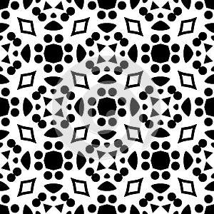 Black and white seamless repeated geometric art pattern background