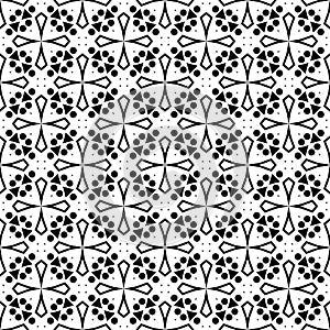 Black and white seamless repeated geometric art pattern background