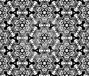 Black and white seamless repeated geometric art pattern background