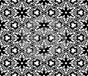 Black and white seamless repeated geometric art pattern background