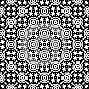 Black and white seamless repeated geometric art pattern background