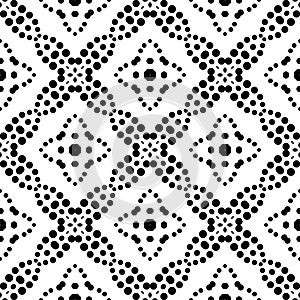 Black and white seamless repeated geometric art pattern background