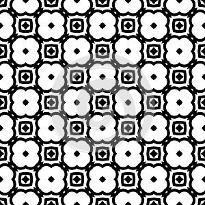 Black and white seamless repeated geometric art pattern background