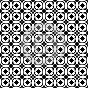 Black and white seamless repeated geometric art pattern background