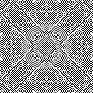 Black and white seamless repeated geometric art pattern background