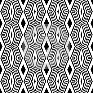 Black and white zigzag seamless repeated geometric art pattern background