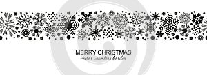 Black and white seamless snowflake border, Xmas