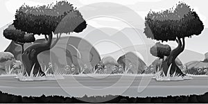 Black and White Seamless spring forest landscape