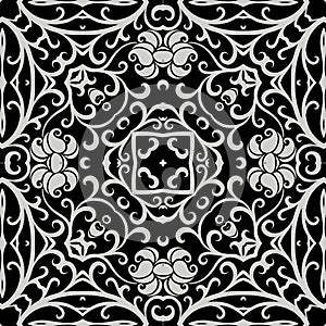 Black and white seamless vintage pattern