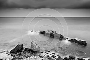 Black and white seascape