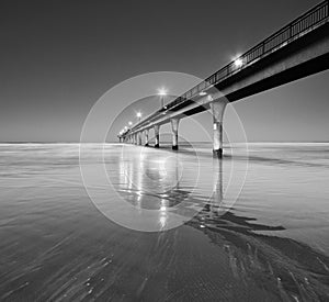 Black and White Seascape and Pier in New Brighton Beach