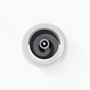 Black and White Security Camera Icon with Long Shadow