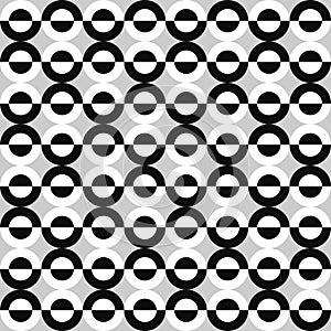 Black and white semicircles ornament. Vector seamless pattern abstract background