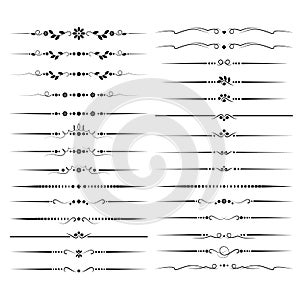 Black and white set of delimiters for text, dividers