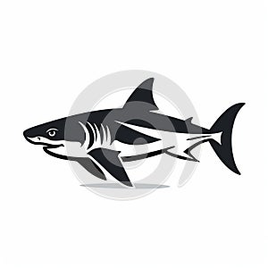 Black And White Shark Logo With Sharp Perspective Angles