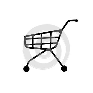 Black and white shopping cart silhouette