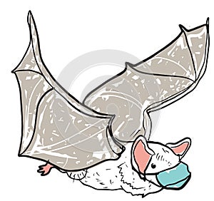 Color silhouette of a bat  on a white background. Sketch drawing. Flat vector photo