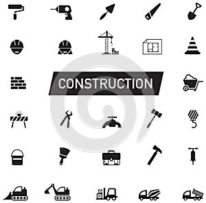 Silhouette Civil engineering, maintenance labor, excavator transport and construction site industry graphic tool equipment sign