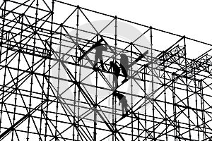 Black and white silhouette of construction workers