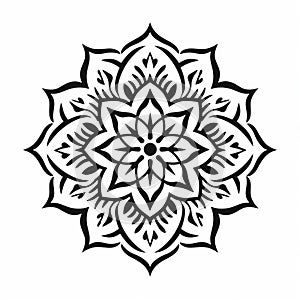 Black Mandala Flower Design: Minimalistic Stenciled Iconography photo