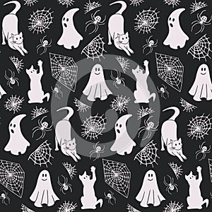 Black and white silhouette halloween pattern