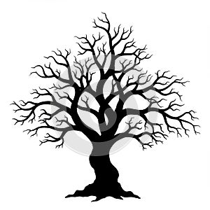 Black And White Silhouette Of A Leafless Tree