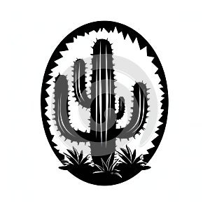Rustic Americana Cactus Silhouette Vector: Organic Sculpting & Vibrant Illustrations
