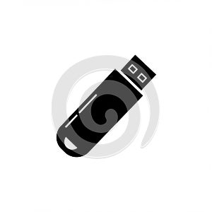 Black and white silhouette of a USB flash drive. The design features a rectangular