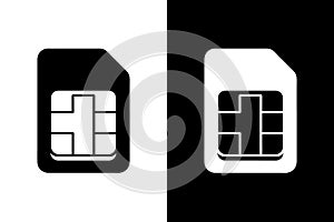 Black and White SIM Card Vector Icon Set