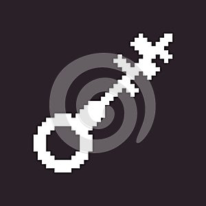 black and white simple 1bit vector pixel art icon of fantasy retro vintage key. password login security