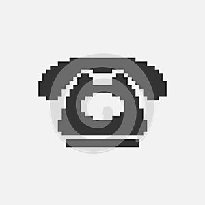 black and white simple 1bit vector pixel art icon of landline phone
