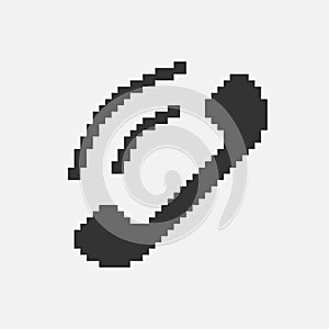 black and white simple 1bit vector pixel art icon of telephone handset for call