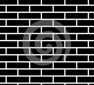 Black and white simple brick wall, seamless pattern, vector