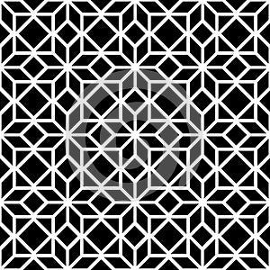 Black and white simple star shape geometric seamless pattern, vector