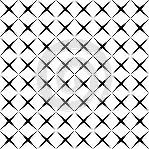 Black and white simple star shape geometric seamless pattern, vector