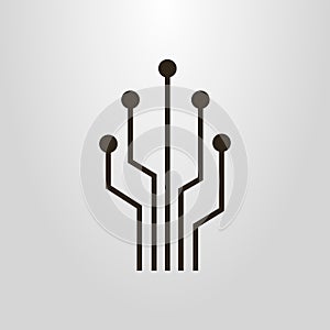 Simple vector line art cyber chip tree pictogram