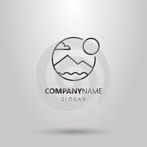 Simple vector line art mountain landscape logo