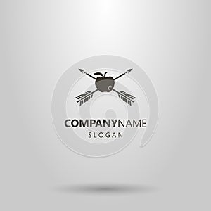 Simple vector logo of two arrows pierced an apple