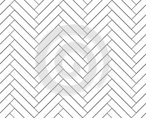 Black and white simple wooden floor herringbone parquet seamless pattern, vector