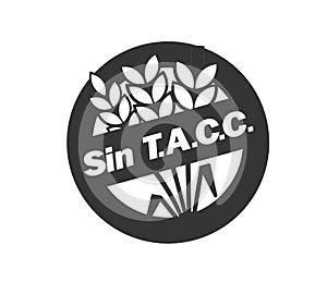 Black and white Sin TACC symbol. Concept of packaging and gluten free products. photo